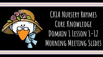 Preview of Morning Meeting Slides for CKLA Knowledge Unit 1 Kindergarten Nursery Rhymes