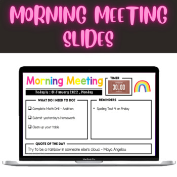 Preview of Morning Meeting Slides with Timer - FREEBIE