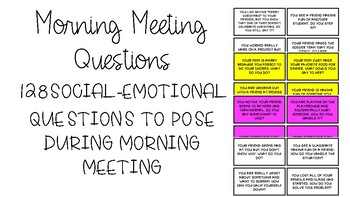 Preview of Morning Meeting Social-Emotional Task Cards