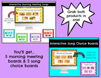 Preview of Morning Meeting & Song Choice Boards BUNDLE