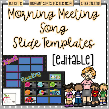 Preview of Morning Meeting Song Slide Templates