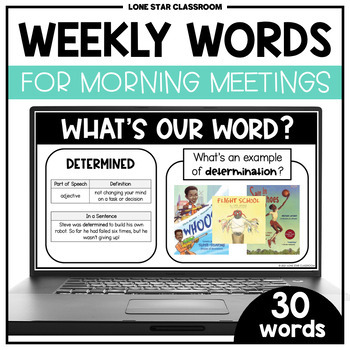 Preview of Morning Meeting Weekly Words - SEL Slideshow - Character Building