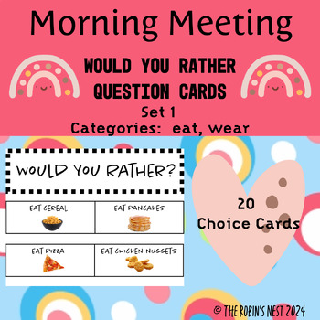 Preview of Morning Meeting Would You Rather Questions for ECSE, Pre-K, K