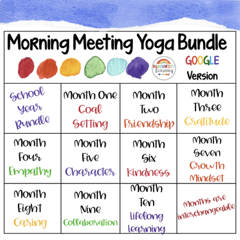 Preview of Morning Meeting Yoga School Year Bundle Google Drive Version