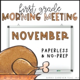 Morning Meeting for First Grade | November | Google Slides