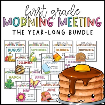 Preview of Morning Meeting for First Grade | YEAR-LONG BUNDLE | Google Slides