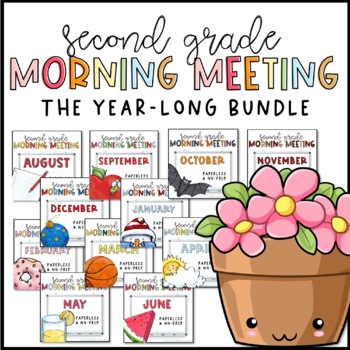 Preview of Morning Meeting for Second Grade | YEAR-LONG BUNDLE | Google Slides