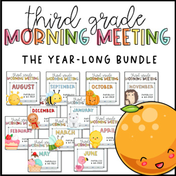 Preview of Morning Meeting for Third Grade | Year-Long Bundle | Paperless & No-Prep