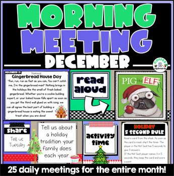 Preview of Digital Morning Meeting Slides December: Holiday, Share, Read Aloud & Activities