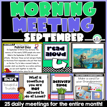 Preview of Digital Morning Meeting Slides September: Holiday, Share, Read Aloud & Activity