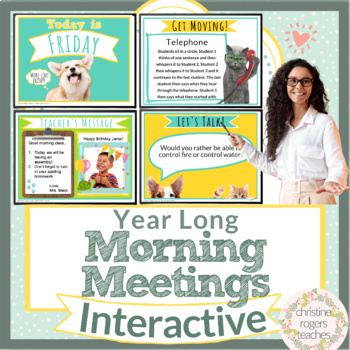 Preview of Morning Meetings Slides Year Long with Digital Calendar Digital Resources