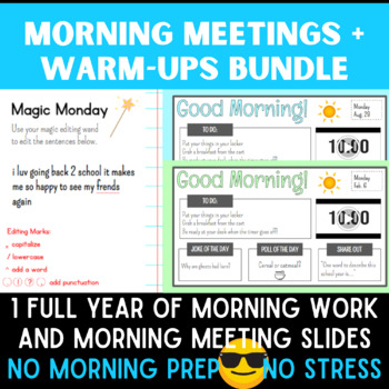 Preview of Morning Meetings and Daily Warm-Ups Bundle | 1 Year of Morning Work and More