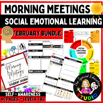 Preview of Morning Meeting social emotional learning activities autism February BUNDLE