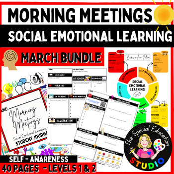 Preview of Morning Meeting social emotional learning activities autism March BUNDLE