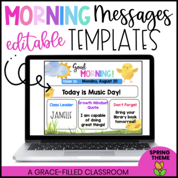 Preview of Morning Message Editable Template Slides Spring Themed