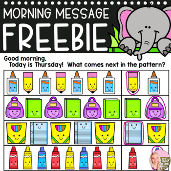 Preview of Back to School Morning Message FREEBIE-preschool/pre-k