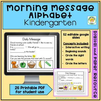 Preview of Morning Message In Kindergarten