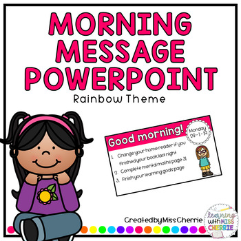 Preview of Morning Message PowerPoint (Rainbow Theme) SAMPLE FREEBIE
