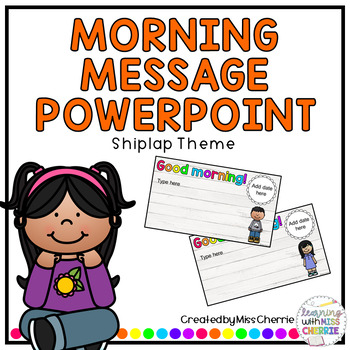 Preview of Morning Message PowerPoint (Shiplap Theme) EDITABLE