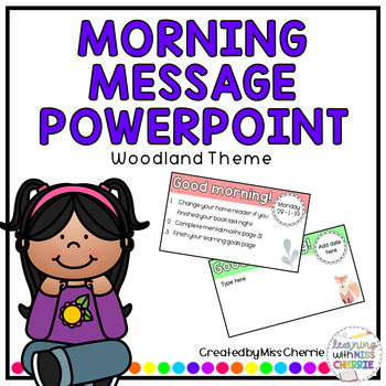Preview of Morning Message PowerPoint (Woodland Theme) EDITABLE