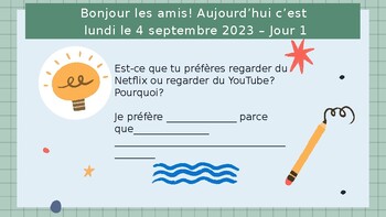 Preview of Morning Message Question and Date | FRENCH
