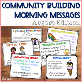 Preview of Morning Message SEL Writing Prompts for August