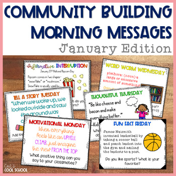 Preview of Morning Message SEL Writing Prompts for January