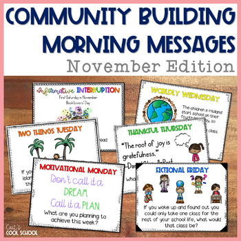 Preview of Morning Message SEL Writing Prompts for November