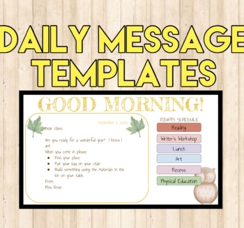 Preview of Morning Message/Schedule Template-Woodland Animals-EDITABLE