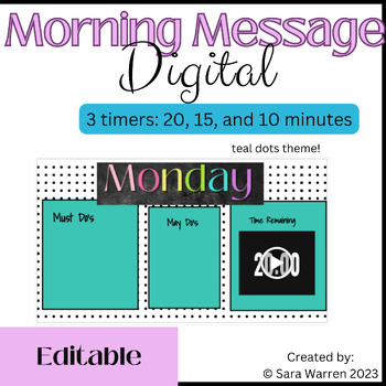Preview of Morning Message Slides Day Starters with Timers