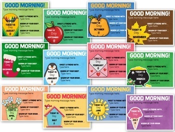 Morning Message Slides Editable Monthly Powerpoint Templates by Fishyrobb