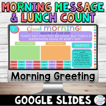 Preview of Morning Message and Lunch Count Google Slides | Morning Work Display 