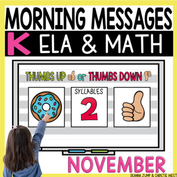 Preview of Morning Messages Kindergarten NOVEMBER NO PREP