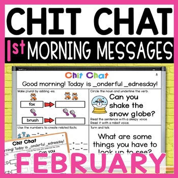 Preview of First Grade Morning Messages: Chit Chat Morning Meeting for February