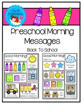 Preview of Morning Messages For PreK - Back To School