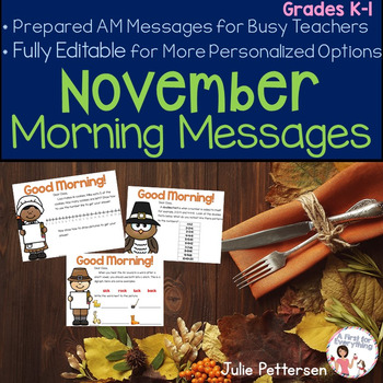 Preview of Morning Messages for November Projectable and Editable