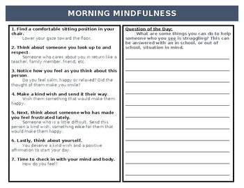 Preview of Morning Mindfulness Grades 5-8