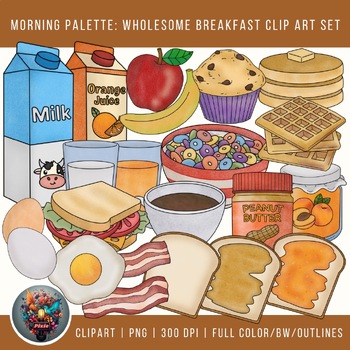 Morning Palette : Breakfast Foods Clip Art Set by Pixie Learning Creative