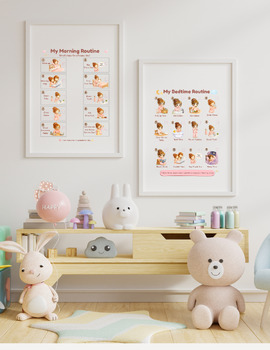 Preview of Morning Routine Checklist | Bedtime Routine Visual Schedule Girl| Home Routine