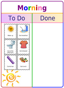 Preview of Morning Routine To Do / Done Board & 20 Picture Clips