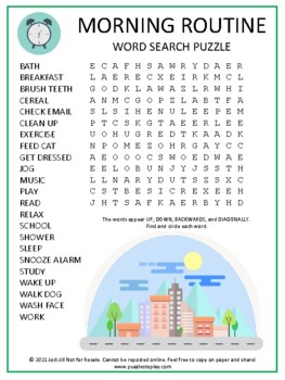 Daily Routine Word Match Game 