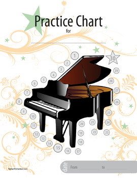 Preview of Non-Calendar Based Music Practice Chart (Piano picture)