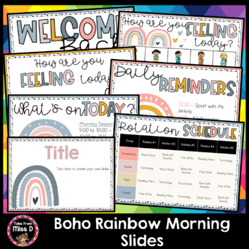 Preview of Morning Slides Cute Boho Rainbow EDITABLE