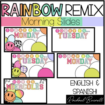 Preview of Morning Slides // Rainbow Remix 90's retro decor classroom decor