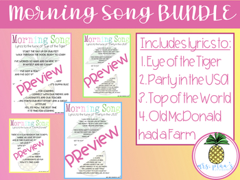 Preview of Morning Song Lyric Pack
