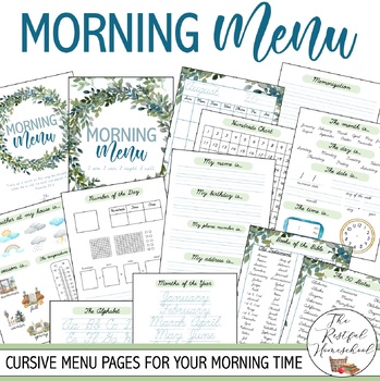 Preview of Morning Time Menu Pages (Cursive)