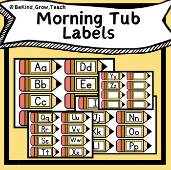Preview of ABC Morning Tub Labels, Classroom Decor, Classroom Labels