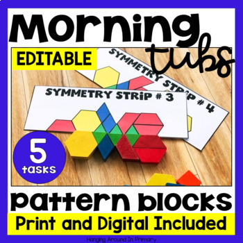 Preview of Pattern Block Activities and Pattern Block Mats for Math Centers or Tub EDITABLE