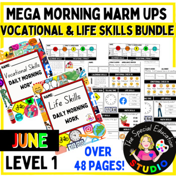 Preview of Morning Warm Up June 1 Bundle Life Skills, Vocational Work Special Education