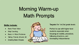 Morning Warm-up Math Prompts - First month of school, 35 prompts